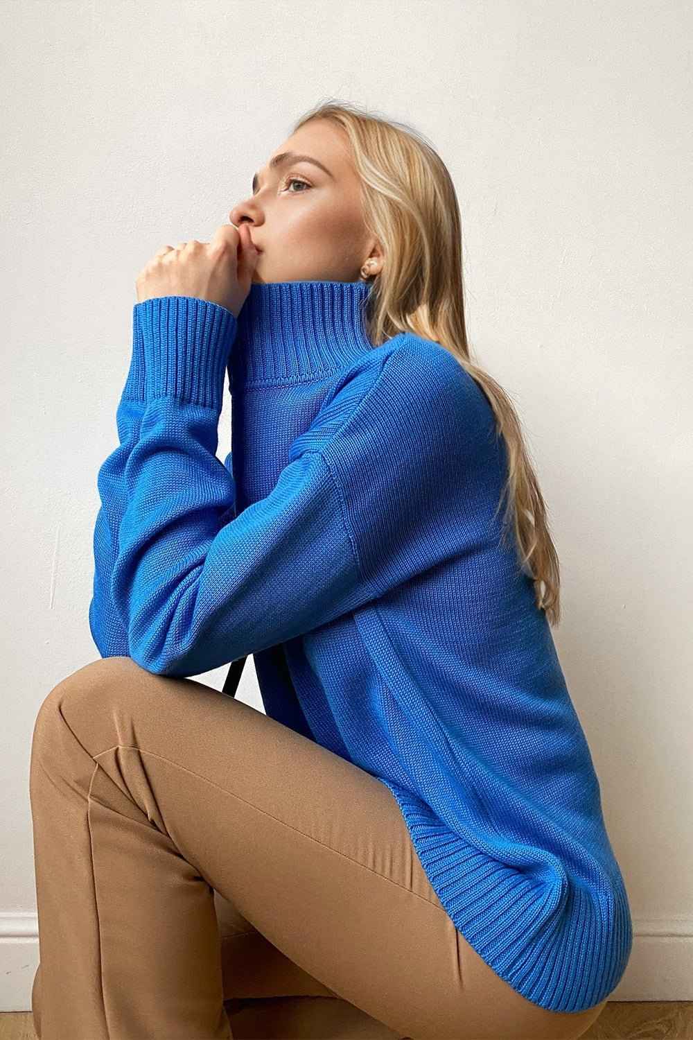 women_fashion - littlescollectionSweaterTurtleneck Dropped Shoulder Sweater Womencozy sweater