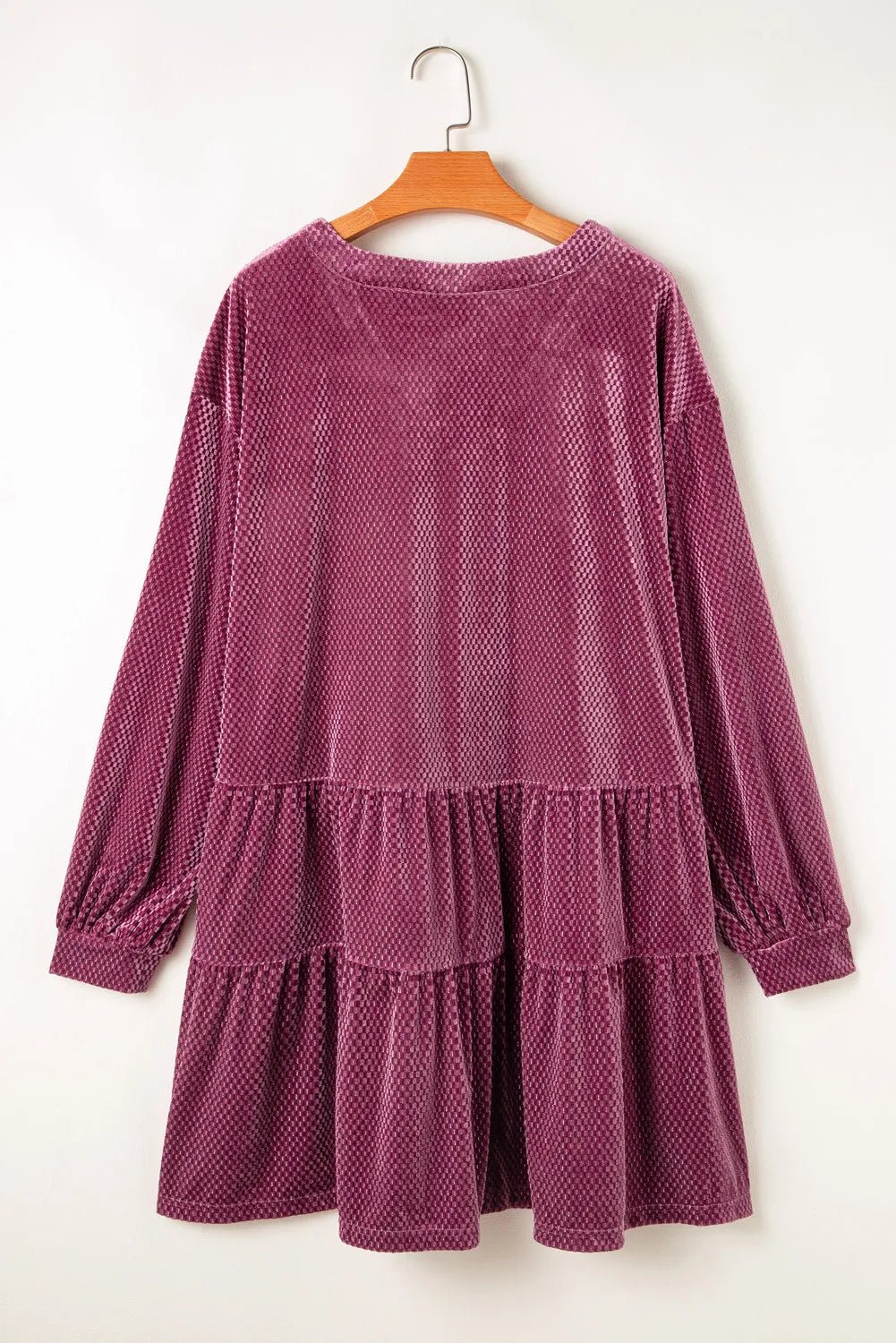 women_fashion - littlescollectionEvening GownPlus Size Textured Velvet Button Dress Long Sleeve Womenlong sleeve dress