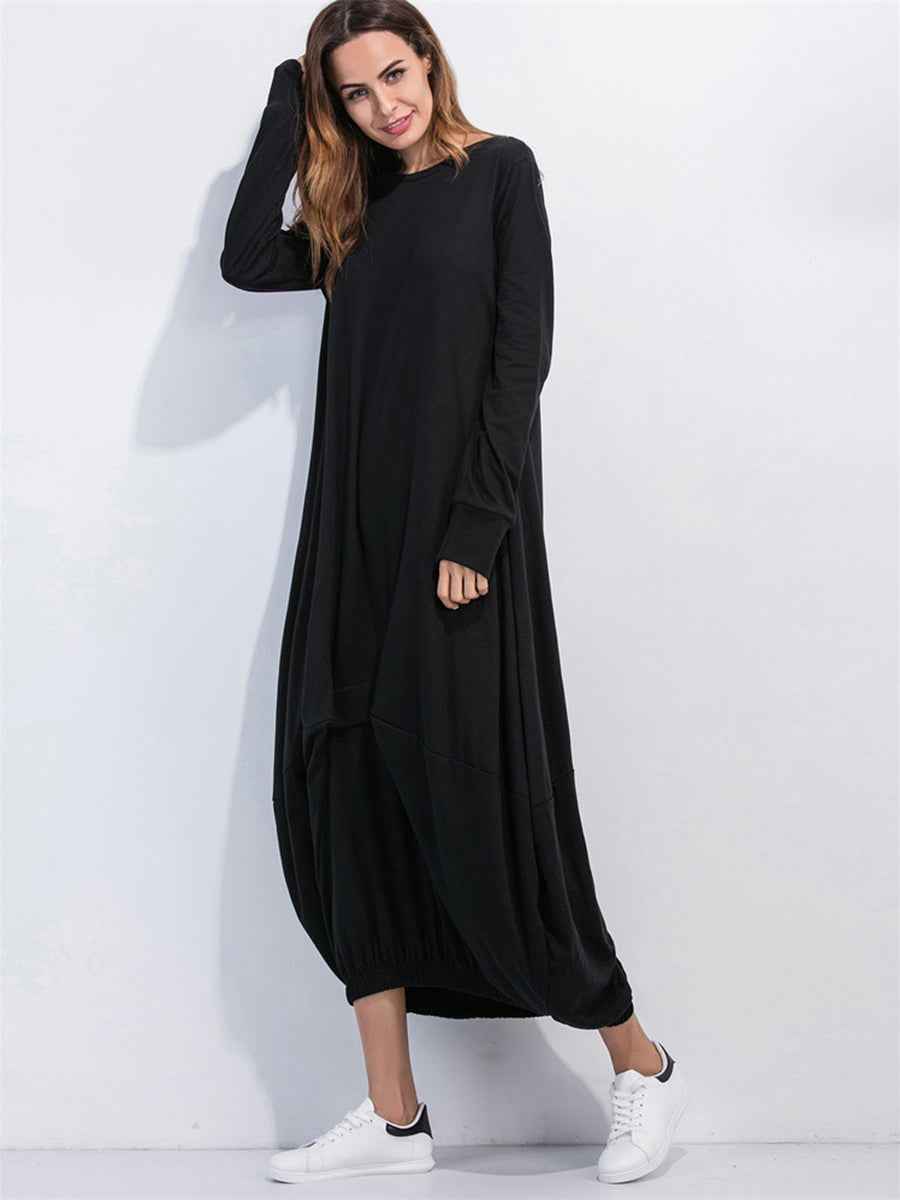 women_fashion - littlescollectionLong dressSoftie Cotton Sweatshirt Long Dress Womencasual dress