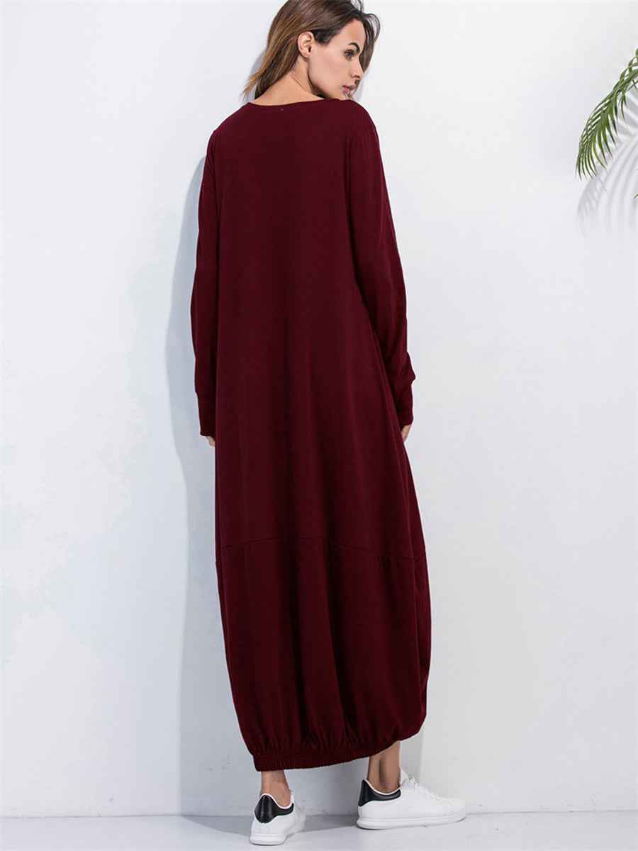 women_fashion - littlescollectionLong dressSoftie Cotton Sweatshirt Long Dress Womencasual dress