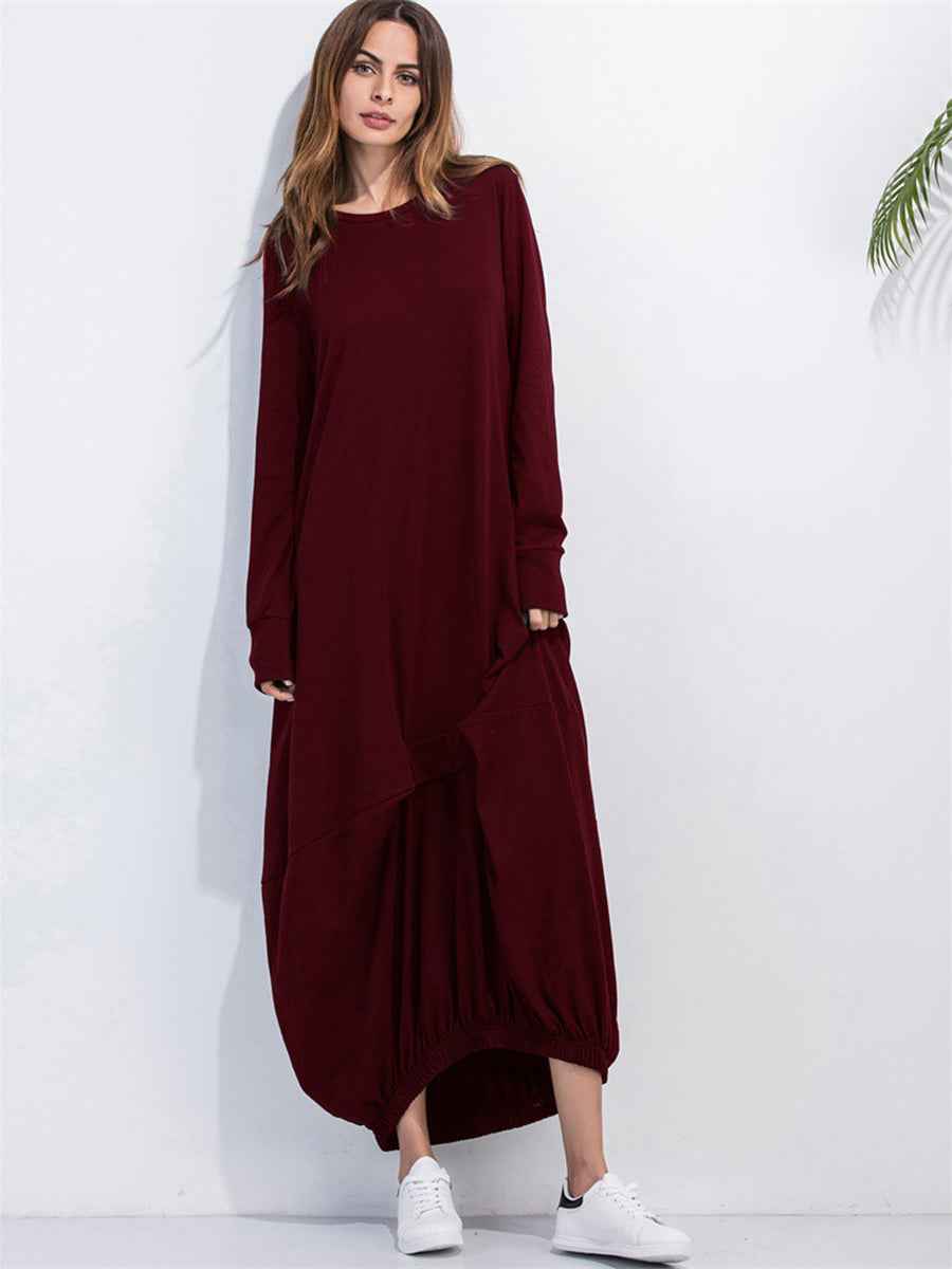 women_fashion - littlescollectionLong dressSoftie Cotton Sweatshirt Long Dress Womencasual dress
