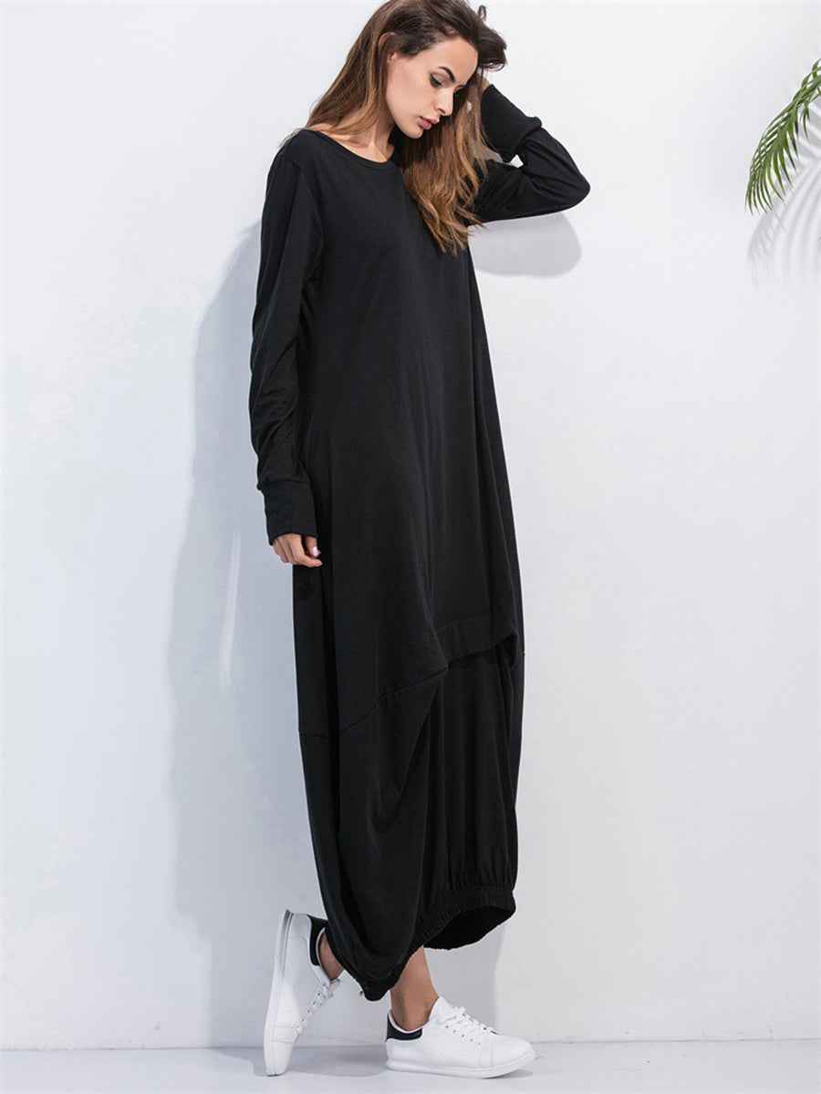 women_fashion - littlescollectionLong dressSoftie Cotton Sweatshirt Long Dress Womencasual dress