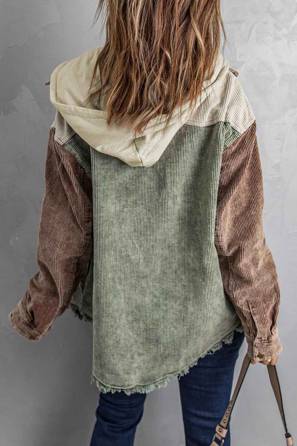 women_fashion - littlescollectionHoodyHooded Corduroy Shacket with Drawstring Pockets Womencorduroy shacket