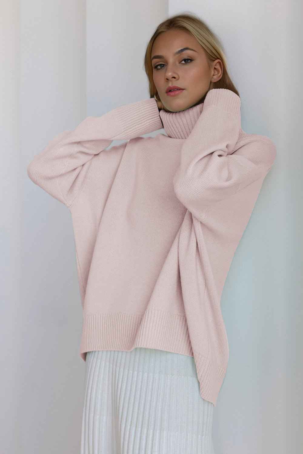 BohoLittlesEdit - Sweater - Turtleneck Dropped Shoulder Sweater Women