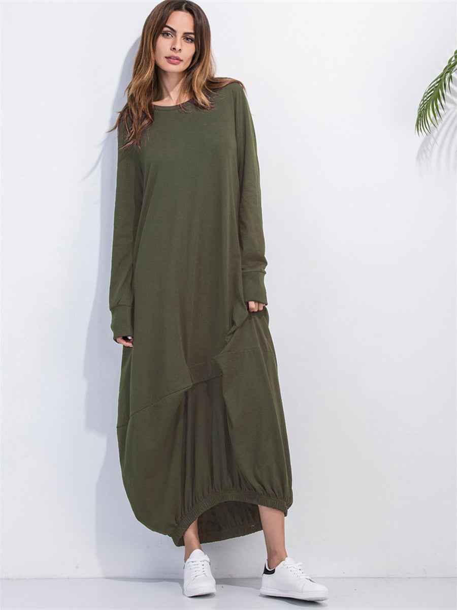 women_fashion - littlescollectionLong dressSoftie Cotton Sweatshirt Long Dress Womencasual dress