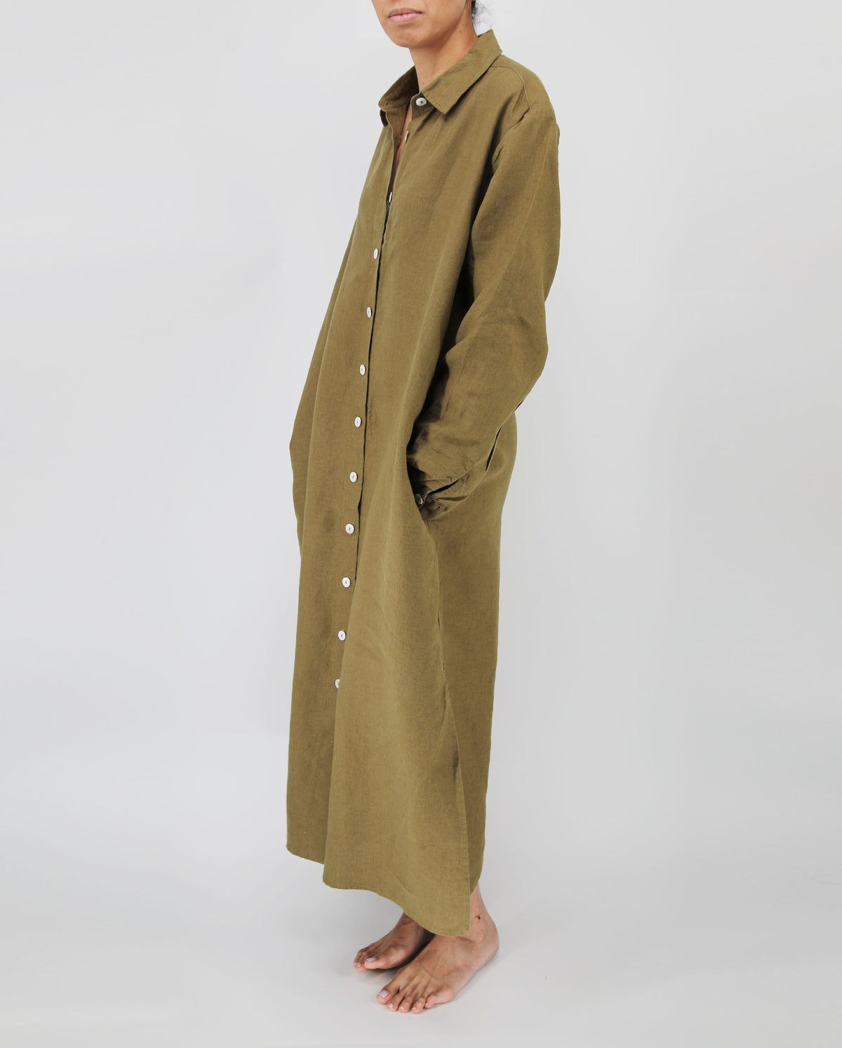 Cotton dress French Linen Maxi Dress with Pockets Women casual maxi dress