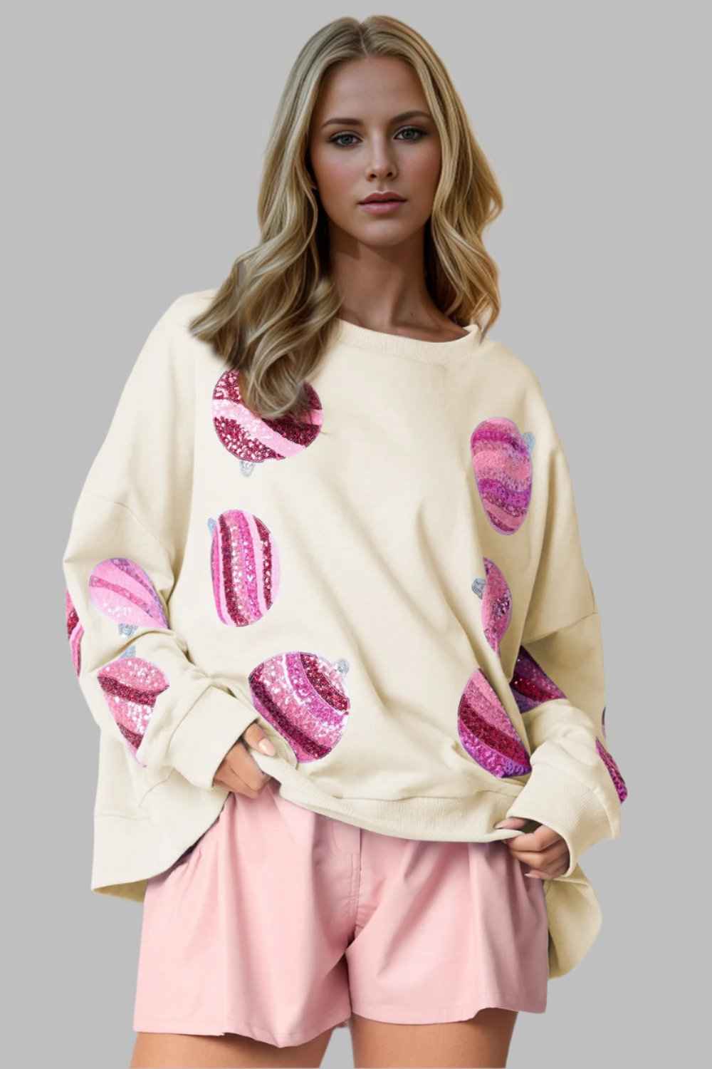 women_fashion - littlescollectionwomen sweaterSequin Cotton Sweatshirt Womencotton sweatshirt