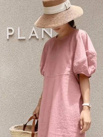 BohoLittlesEdit - Cotton dress - French Vintage Balloon Sleeve Crew Neck Dress - Women
