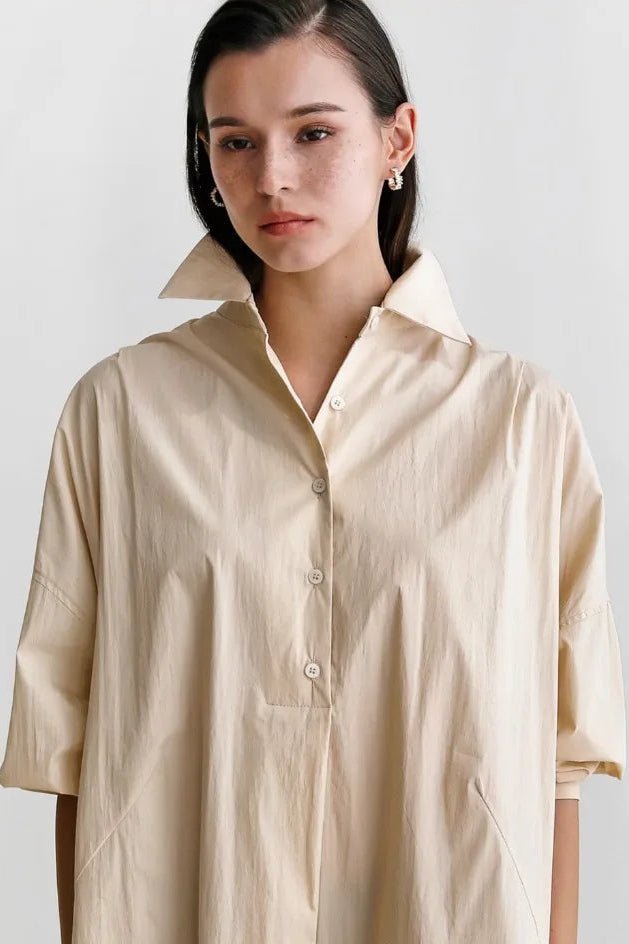 BohoLittlesEdit - Long dress - Korean Style Cotton Linen Shirt Dress with Pocket