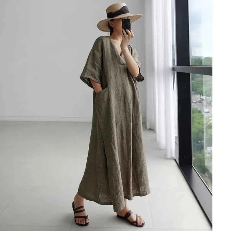 BohoLittlesEdit - Long dress - Mira Vintage Linen Midi Dress Women