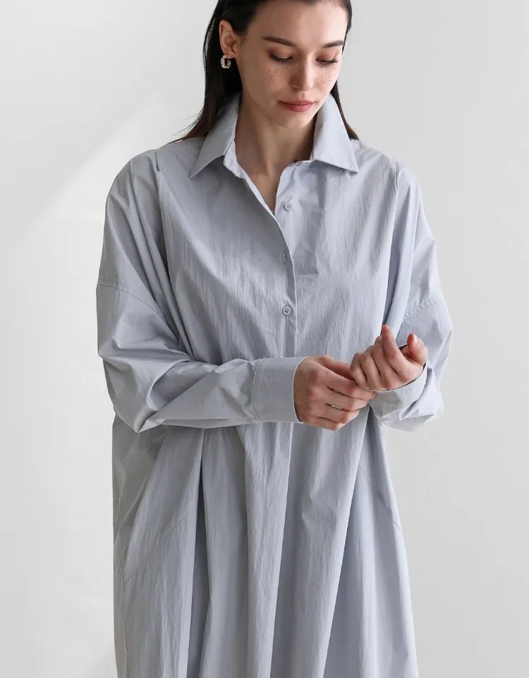 BohoLittlesEdit - Long dress - Korean Style Cotton Linen Shirt Dress with Pocket