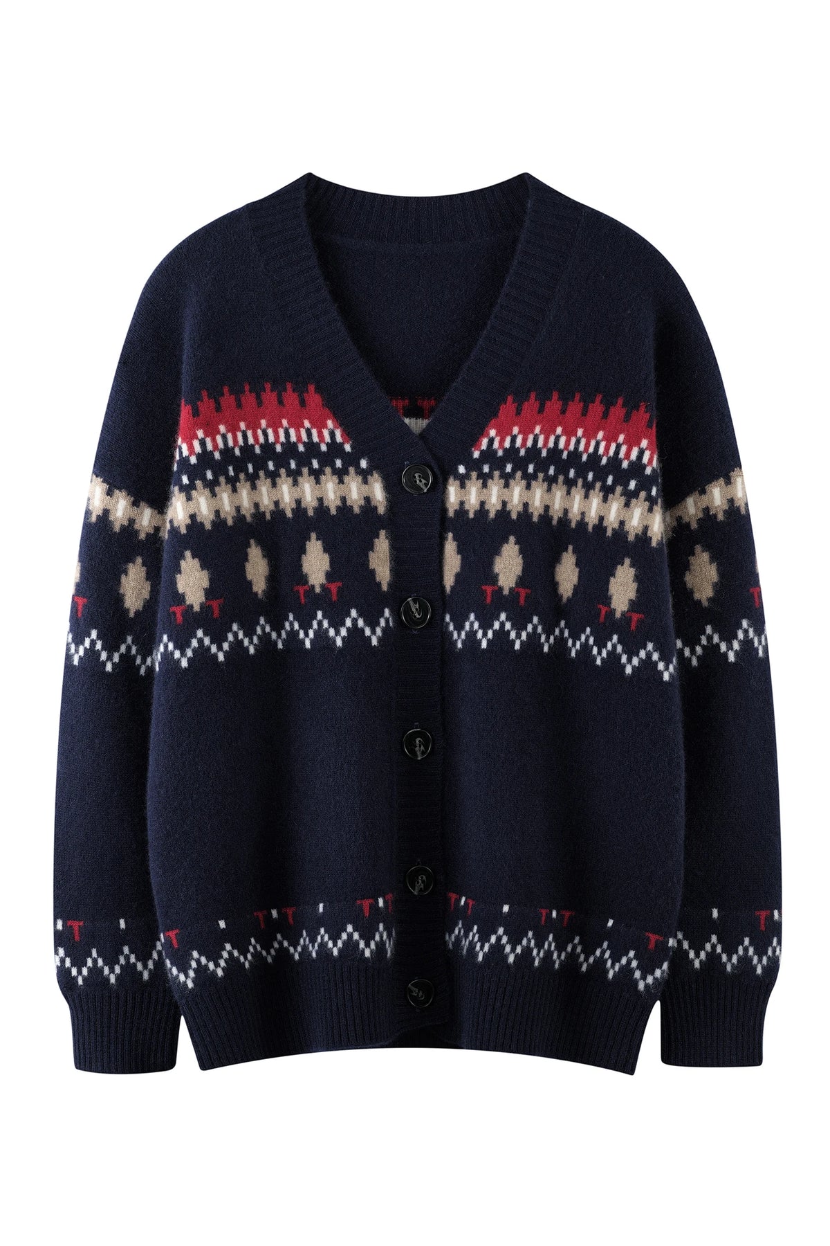 Cashmere V-Neck Fair Isle Cardigan Women