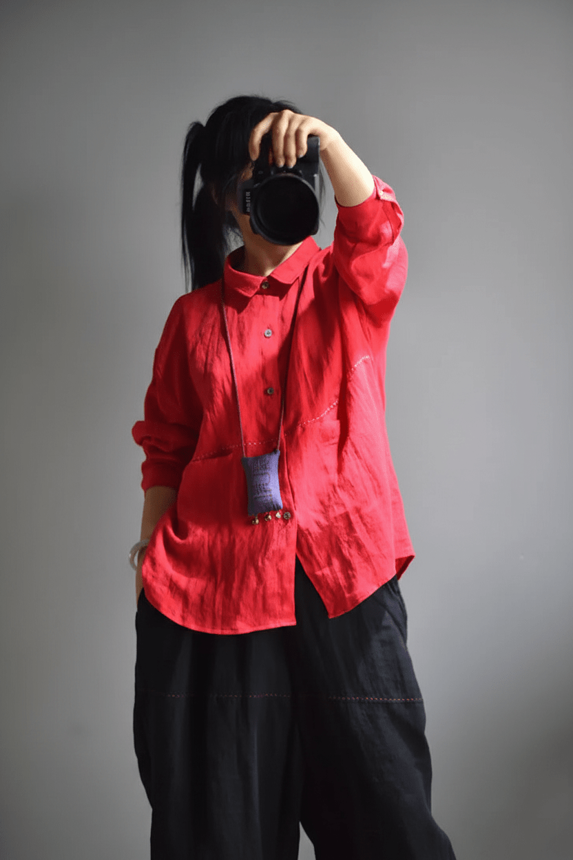 BohoLittlesEdit - blouse - Willow Embroidered Linen Button-Up Blouse