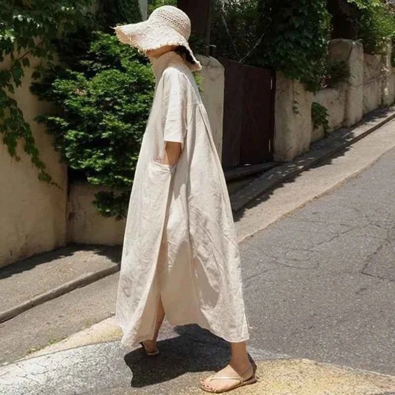 women_fashion - littlescollectionLong dressMira Vintage Linen Midi Dress Womencasual midi dress