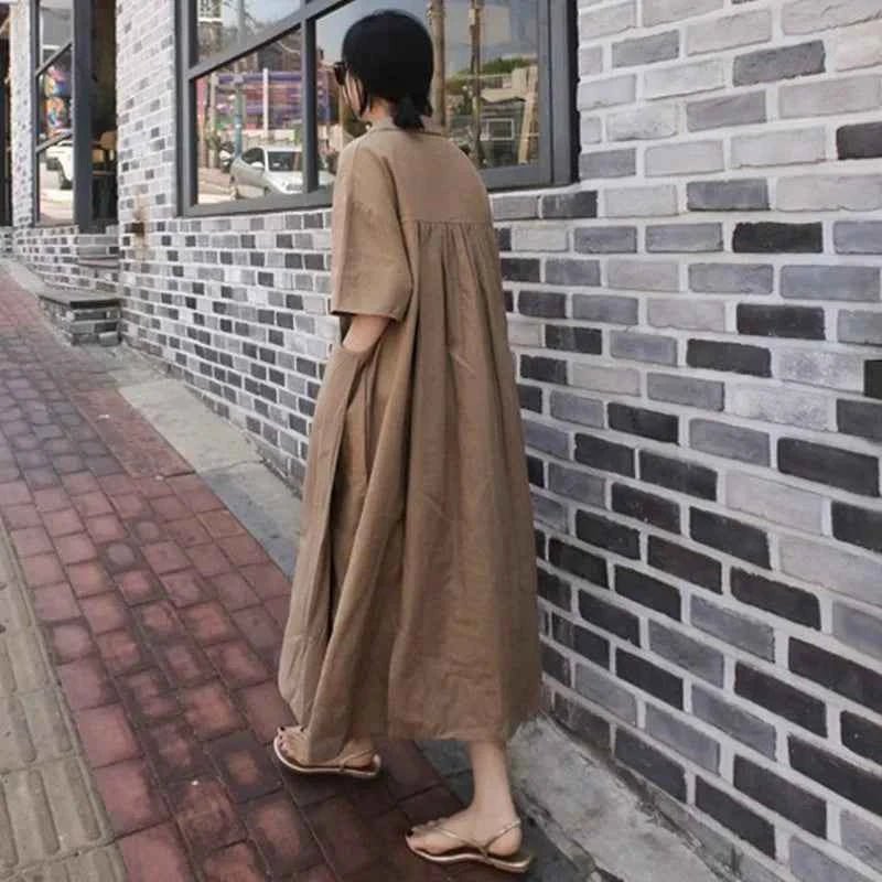 BohoLittlesEdit - Long dress - Mira Vintage Linen Midi Dress Women