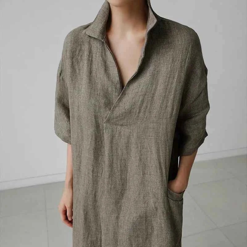 women_fashion - littlescollectionLong dressMira Vintage Linen Midi Dress Womencasual midi dress