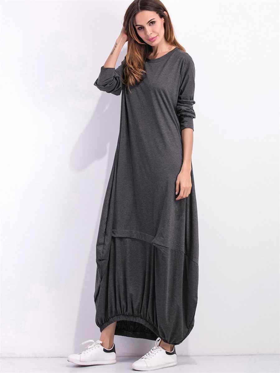 women_fashion - littlescollectionLong dressSoftie Cotton Sweatshirt Long Dress Womencasual dress