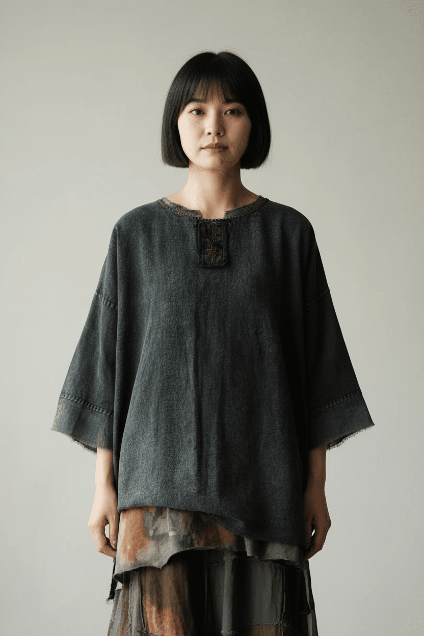 women_fashion - littlescollectionblouseVintage Embroidery Cotton Linen Tee and Skirt Set WomenChinese style top