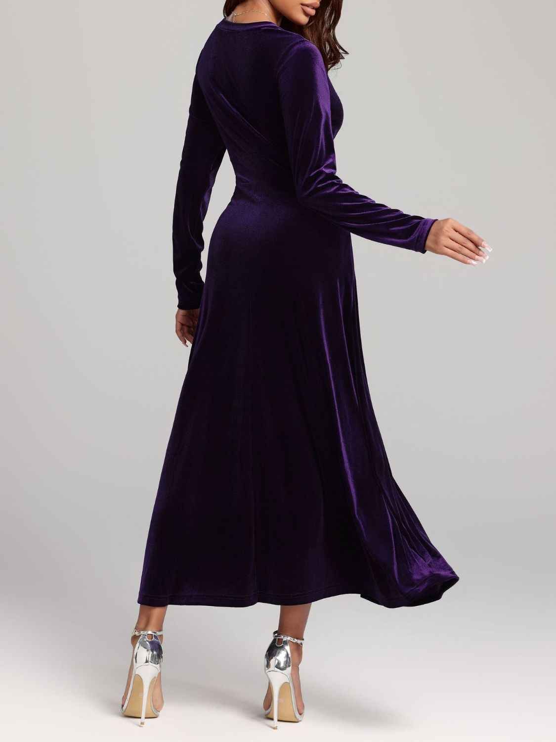 women_fashion - littlescollectionDressV-Neck Long Sleeve Velvet DressShipping delay Jan 27 - Feb 4