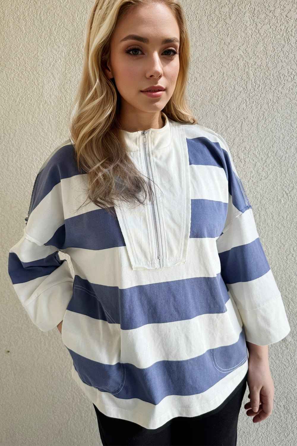 Pima Cotton Mock Neck Top