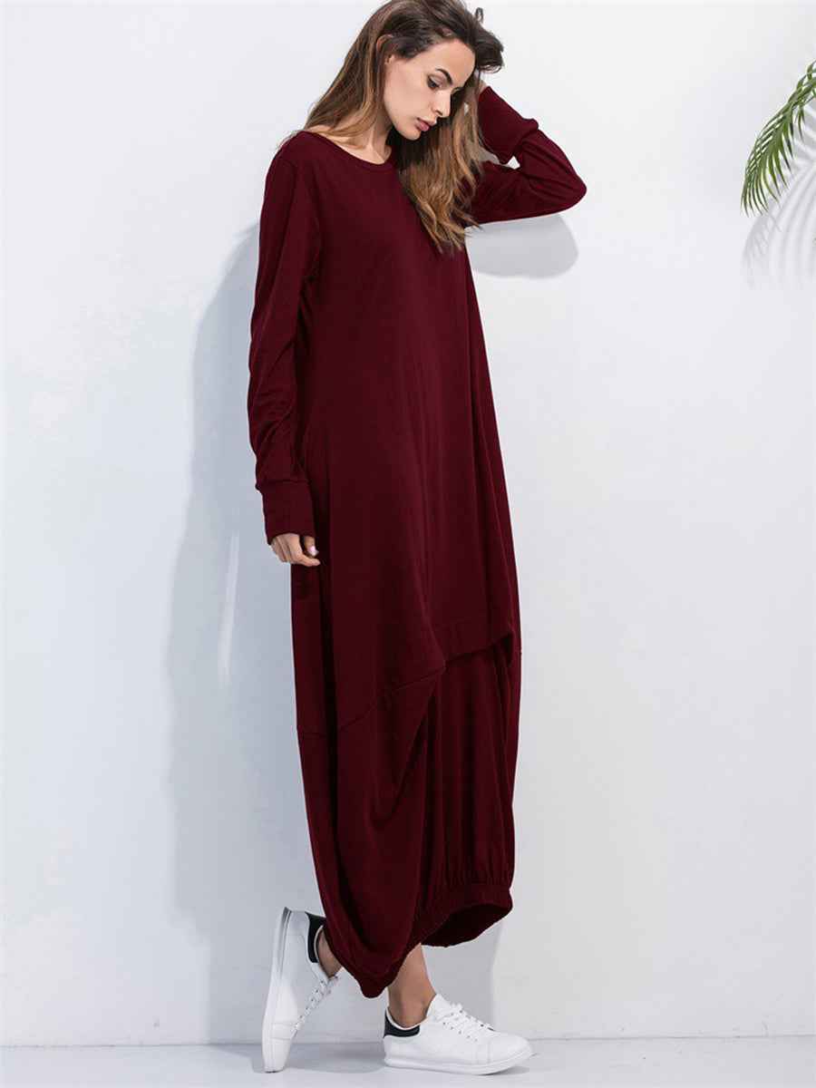 women_fashion - littlescollectionLong dressSoftie Cotton Sweatshirt Long Dress Womencasual dress