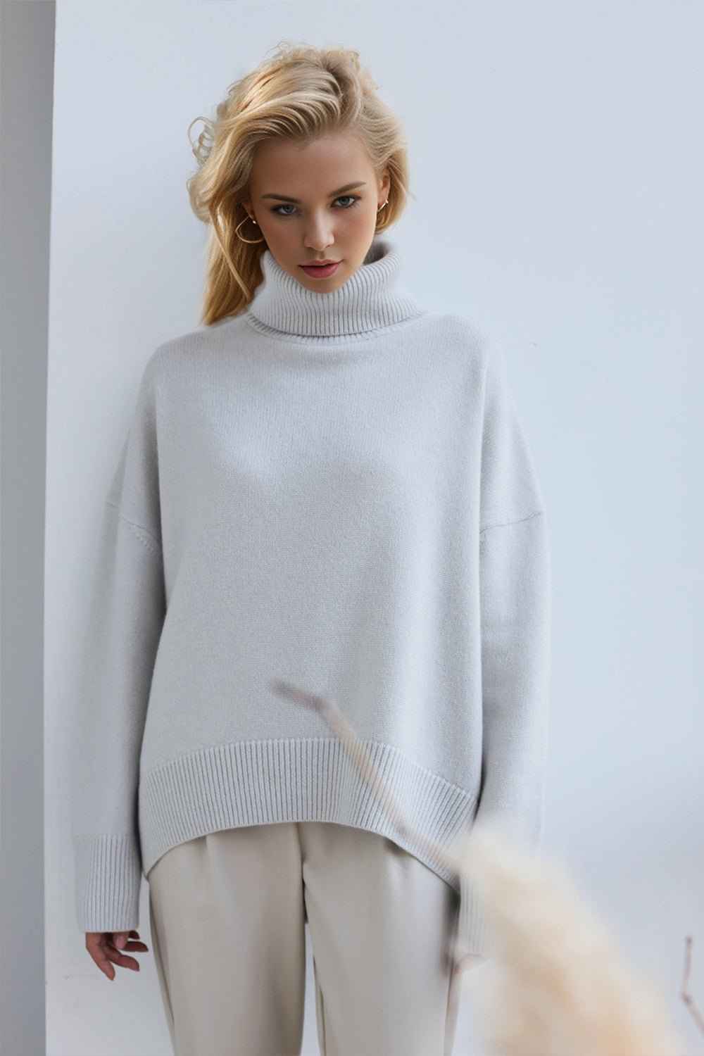 women_fashion - littlescollectionSweaterTurtleneck Dropped Shoulder Sweater Womencozy sweater