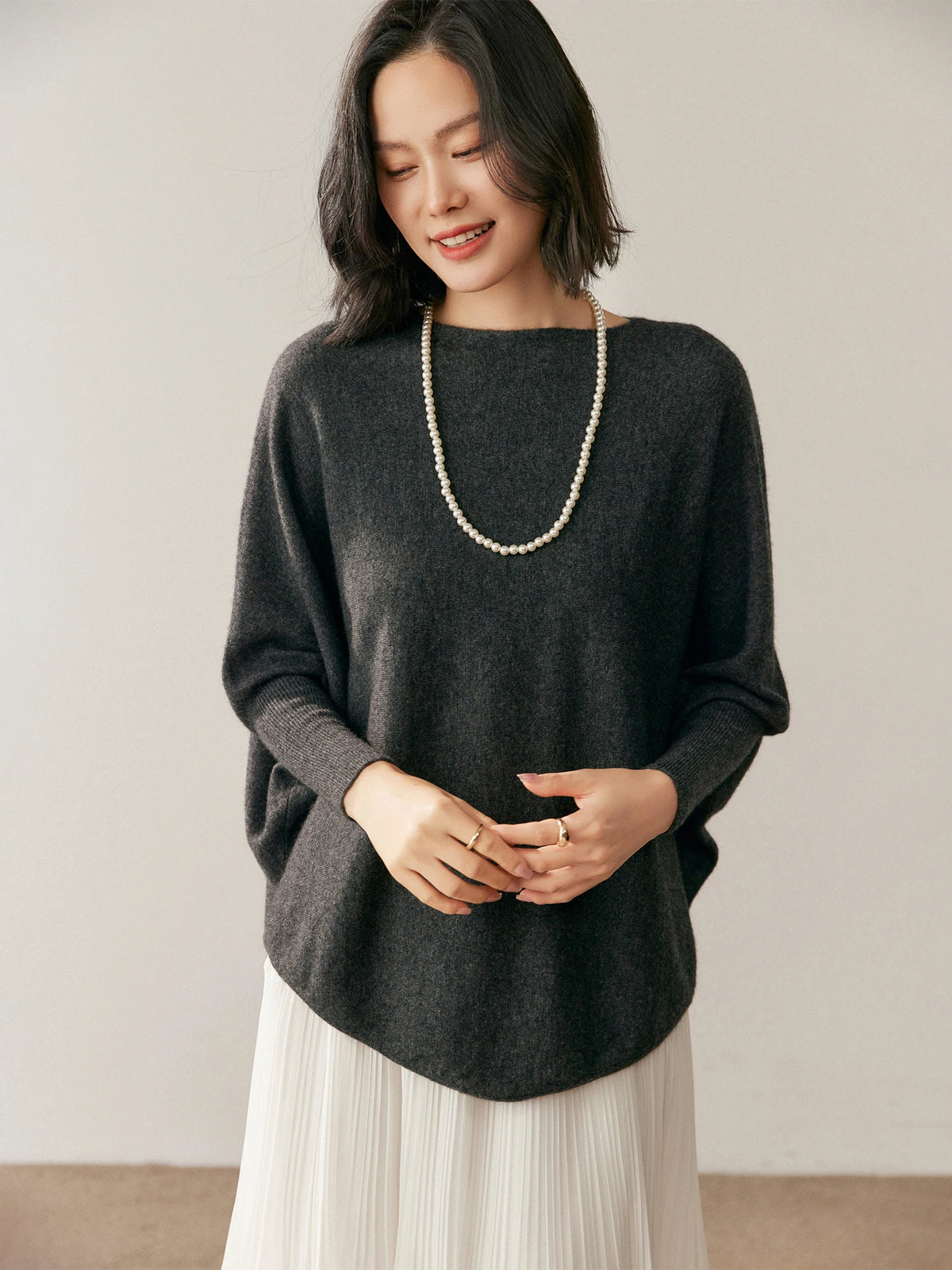 BohoLittlesEdit - Cashmere Sweater - Luna 100% Cashmere Batwing Sleeve Sweater
