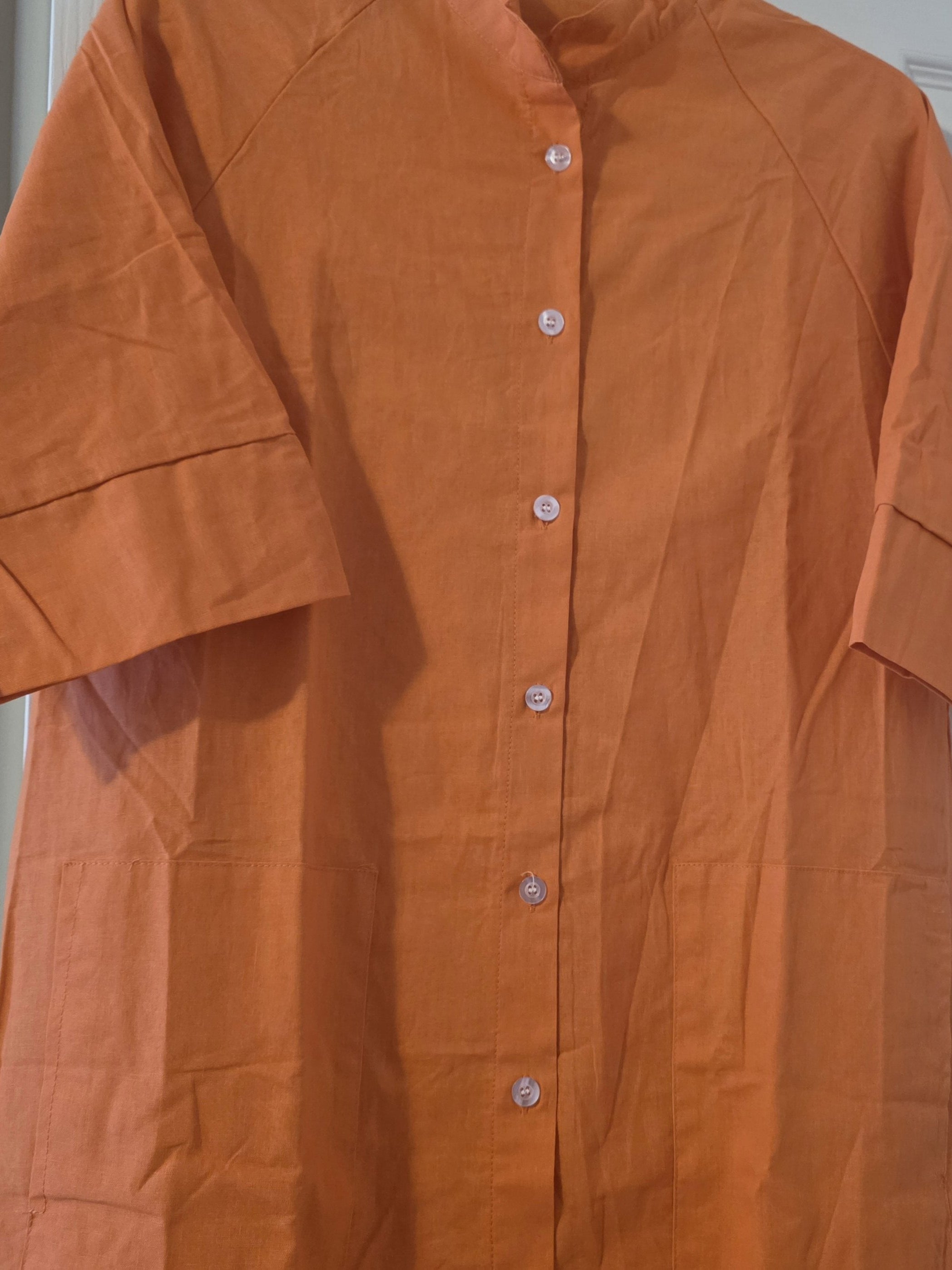 women_fashion - littlescollectionMidi dress linenCotton - Linen Button - Down Shirt Dress Patch Pockets Womenbutton down dress