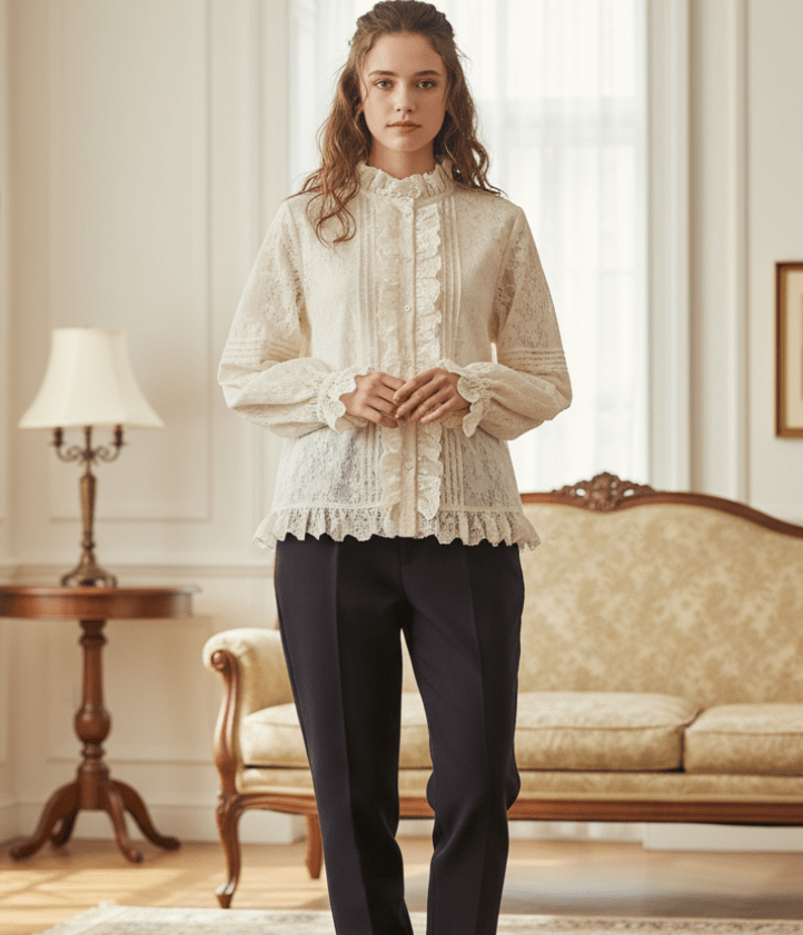 women_fashion - littlescollectionblouseEmbroidered Linen Blend Blouse Womenembroidered blouse