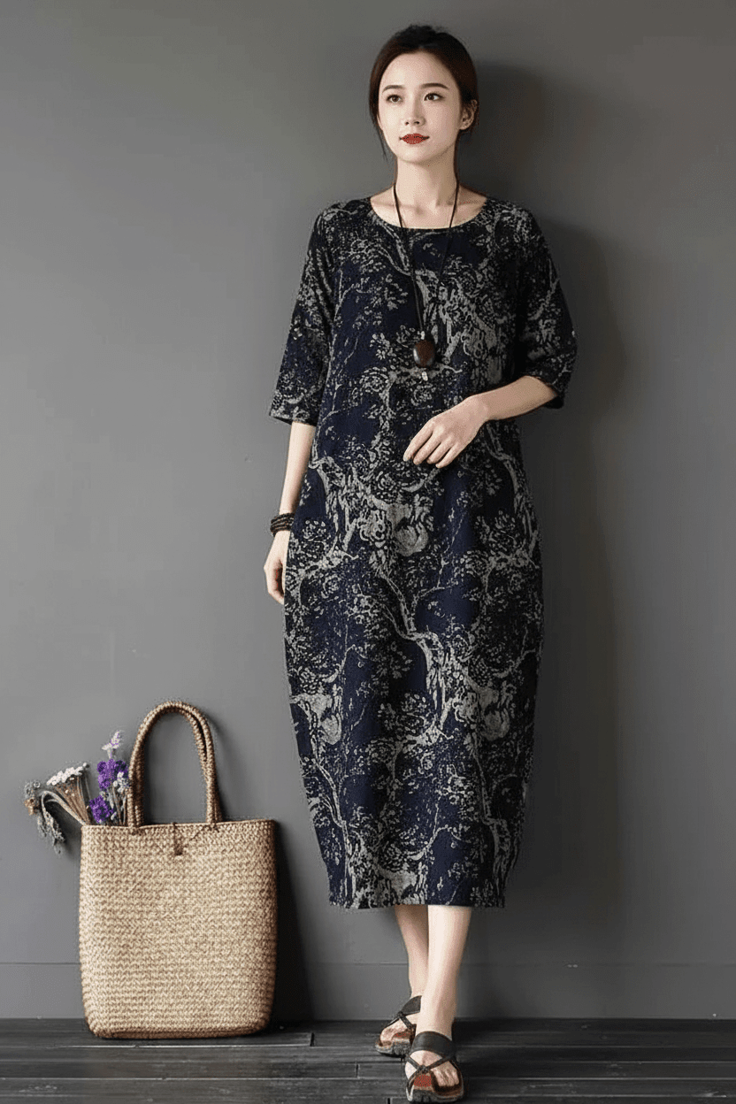 women_fashion - littlescollectionCotton dressElara Floral Linen Midi Dresscasual midi dress
