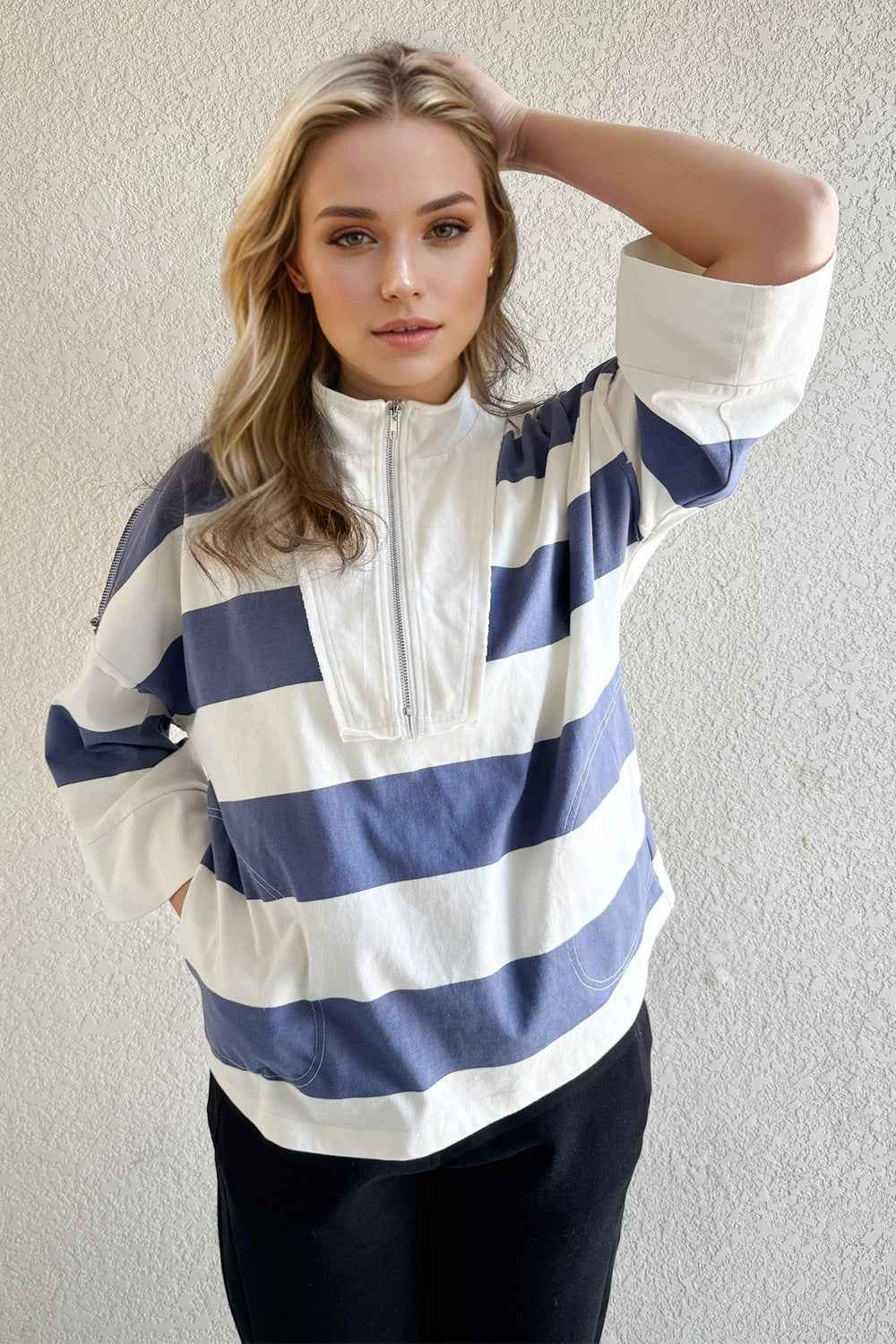 Pima Cotton Mock Neck Top