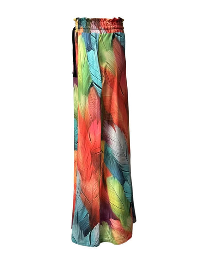 women_fashion - littlescollectionSkirtPrinted Vibrant Maxi Skirt with Pockets For Summer Festivalsdrawstring skirt