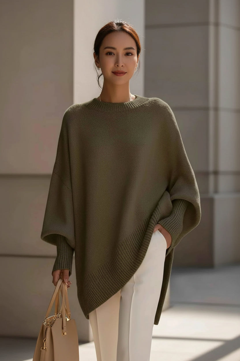 Oversized Batwing Sleeve Round Neck Sweater