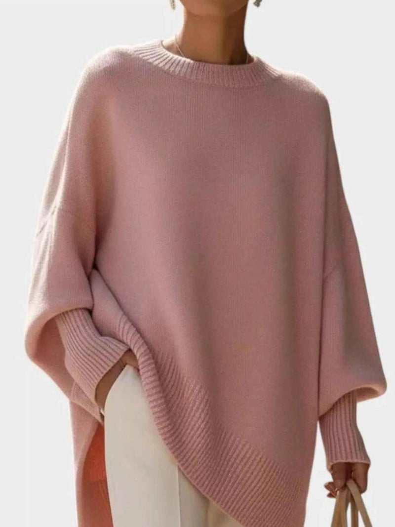 women_fashion - littlescollectionSweaterOversized Batwing Sleeve Round Neck Elegant Soft Sweaterlittlescollection