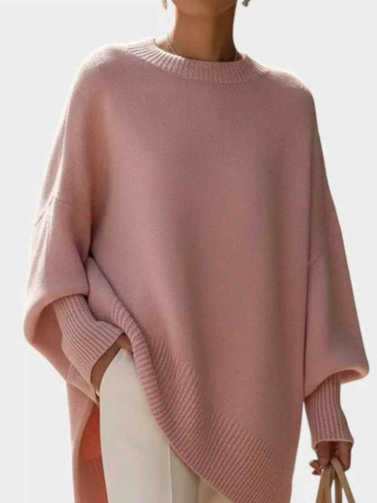women_fashion - littlescollectionSweaterOversized Batwing Sleeve Round Neck Elegant Soft Sweaterlittlescollection