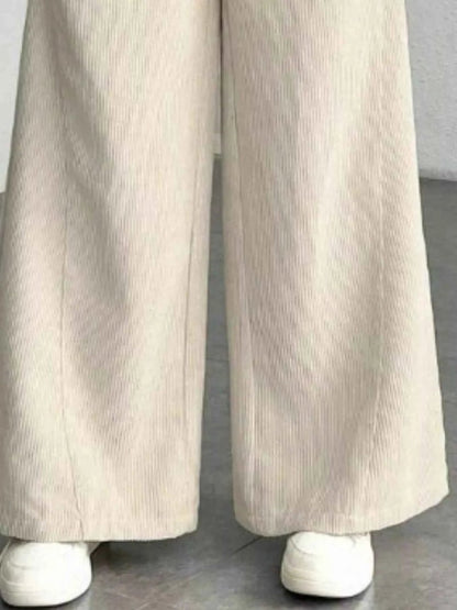 women_fashion - littlescollectionPantsHigh Waist Corduroy Wide Leg Pantspant