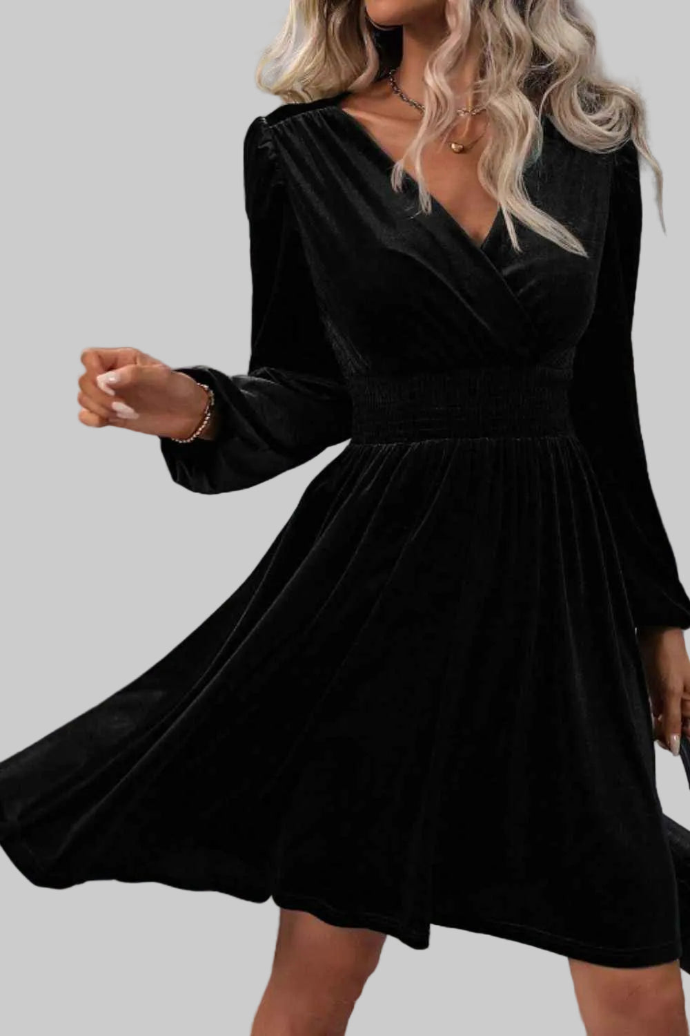 Crossover Bodice Black  Velvet Dress