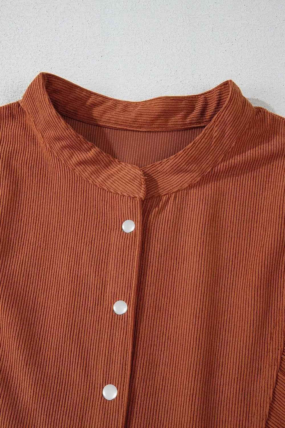 women_fashion - littlescollectionDressCorduroy Stand Collar Babydoll Cotton DressDress