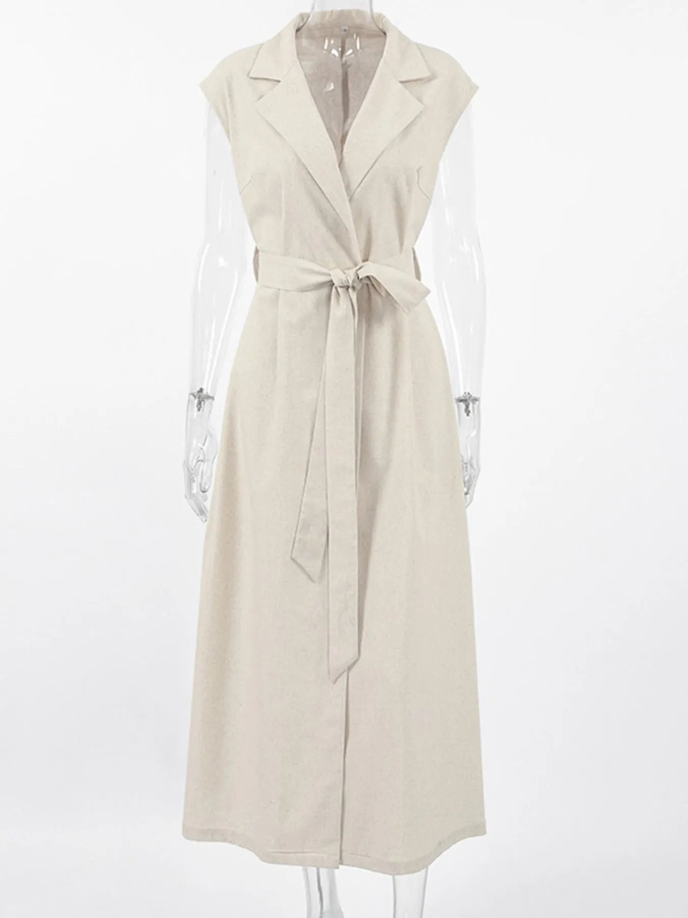 women_fashion - littlescollectionDressBelted Cap Sleeve Linen - Cotton Maxi DressChic Charm