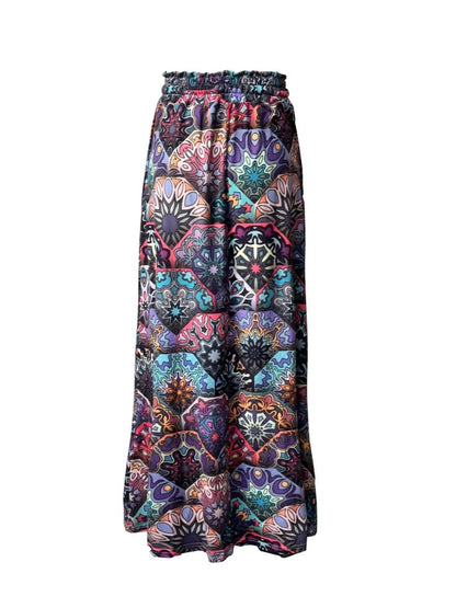 women_fashion - littlescollectionSkirtPrinted Vibrant Maxi Skirt with Pockets For Summer Festivalsdrawstring skirt