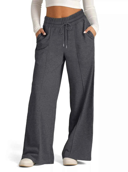 women_fashion - littlescollectionsweatpantsWide Leg Drawstring Sweatpants Womencomfortable pants women