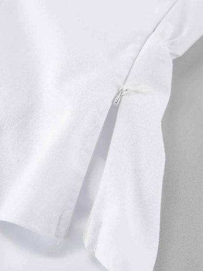 women_fashion - littlescollectionCotton dressRuffled White Cotton A - line Classic Maxi DressCotton flayer dress