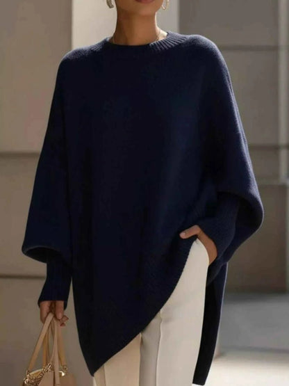 women_fashion - littlescollectionSweaterOversized Batwing Sleeve Round Neck Elegant Soft Sweaterlittlescollection