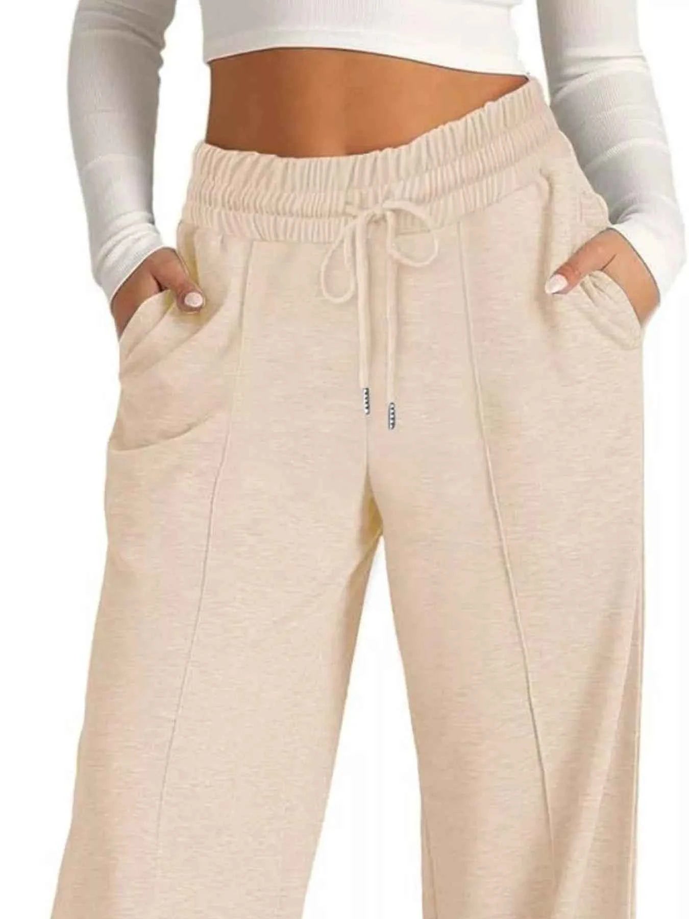women_fashion - littlescollectionsweatpantsWide Leg Drawstring Sweatpants Womencomfortable pants women