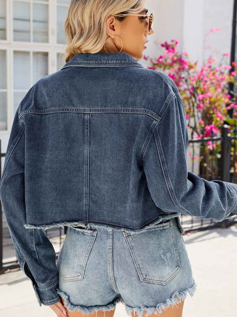 Cropped Denim Jacket with Pockets