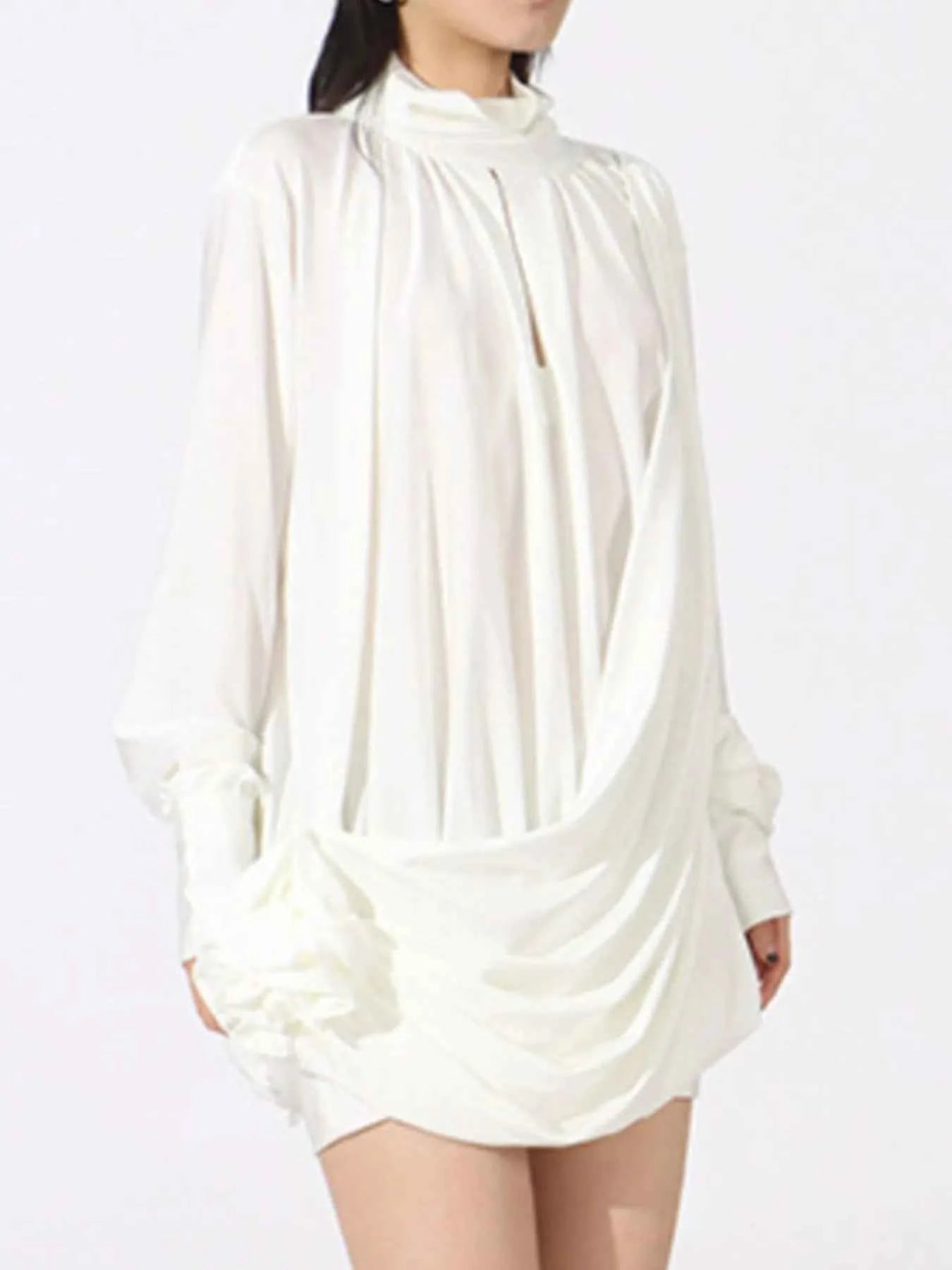 women_fashion - littlescollectionDressRuched Long Sleeve Cotton Mini Dresslong sleeve dress