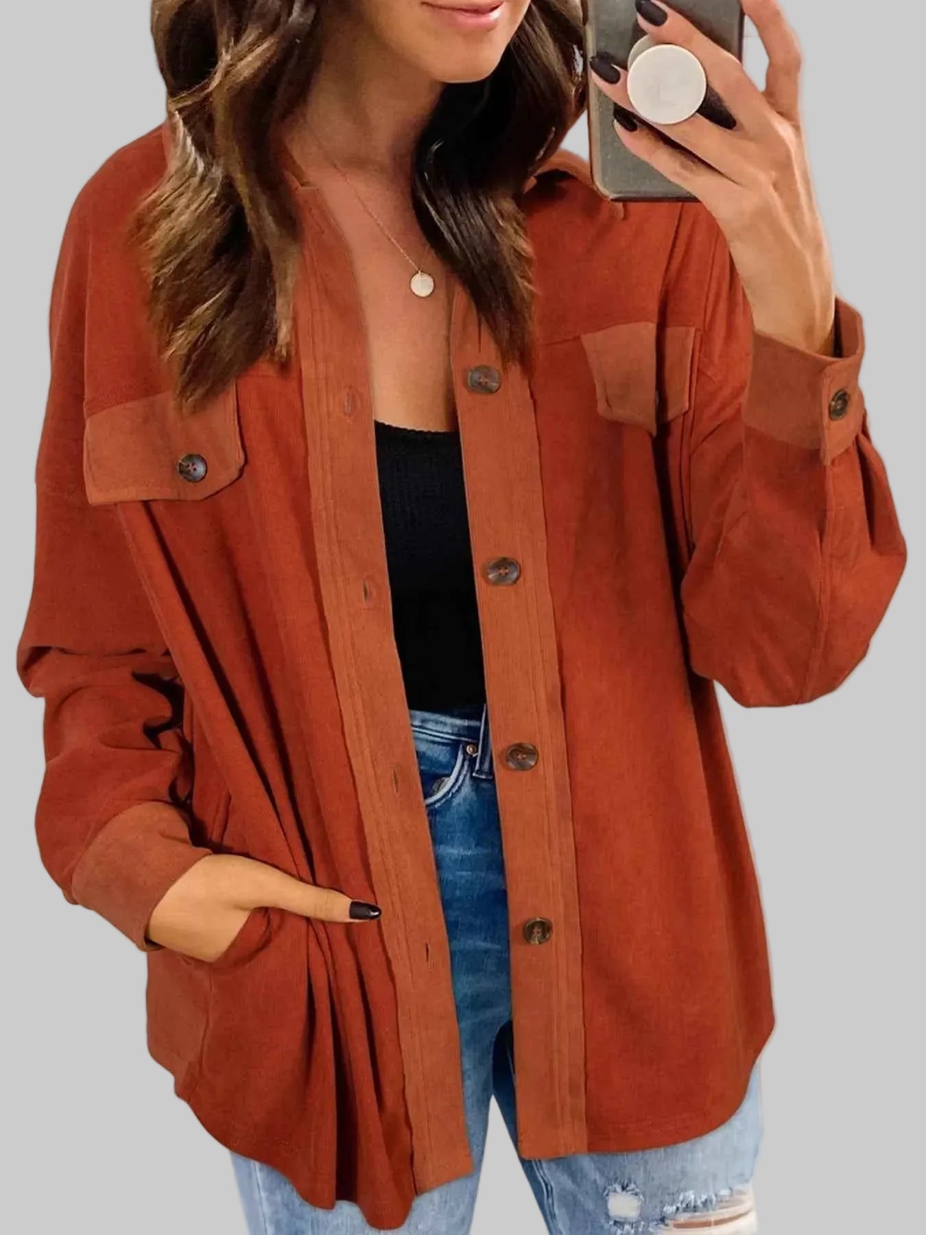 women_fashion - littlescollectionShacketCasual Boho Button - Down Loose ShacketSYNZ