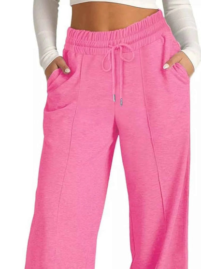 women_fashion - littlescollectionsweatpantsWide Leg Drawstring Sweatpants Womencomfortable pants women