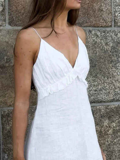 women_fashion - littlescollectionCotton dressRuffled White Cotton A - line Classic Maxi DressCotton flayer dress