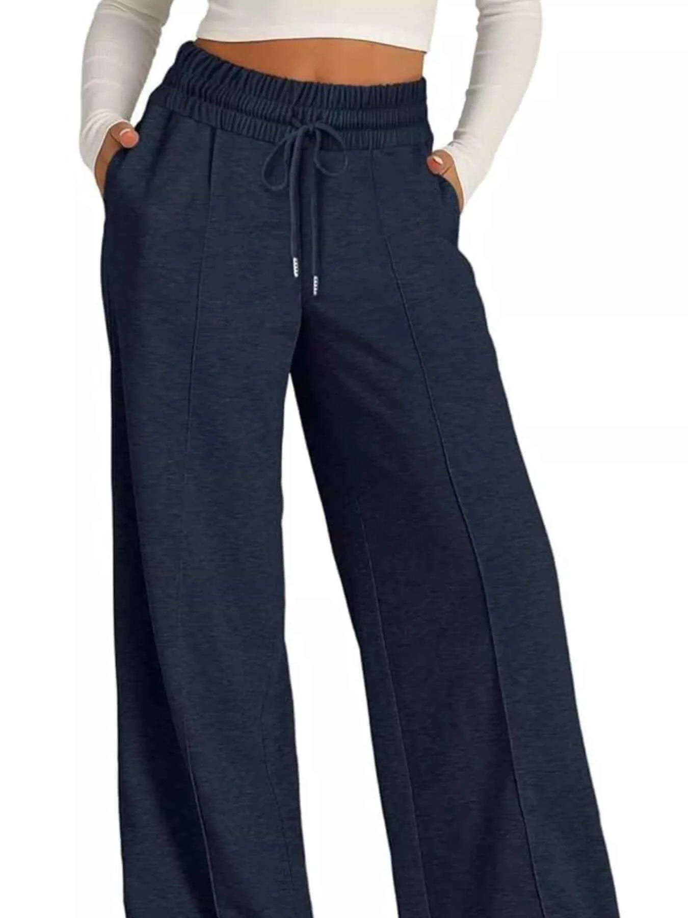 women_fashion - littlescollectionsweatpantsWide Leg Drawstring Sweatpants Womencomfortable pants women